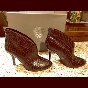Vince Camuto black snakeskin ankle boots